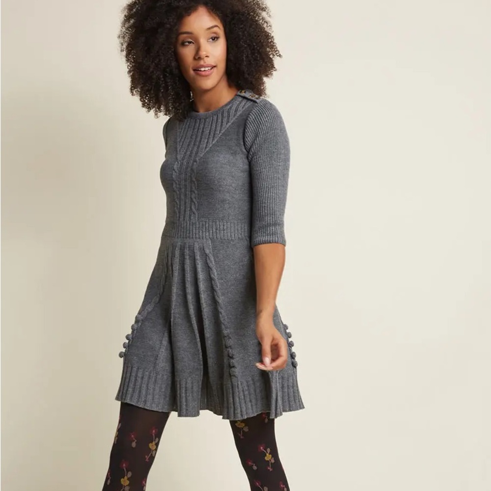 MAK ModCloth Gray Sweaterdress